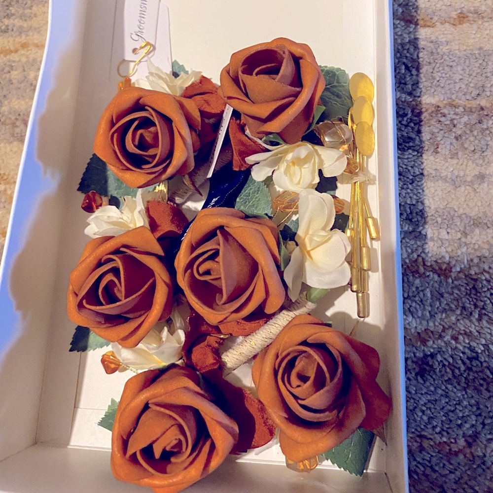 Lings moment terracotta groomsman boutonnieres for wedding 6 count